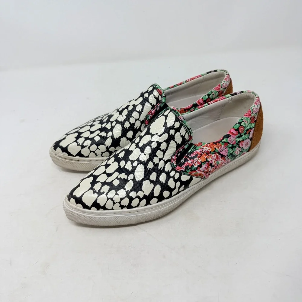 Coach Mixed Print Slip On Sneakers Floral Animal Print Leather Size 7.5 Eclectic - Picture 9 of 9